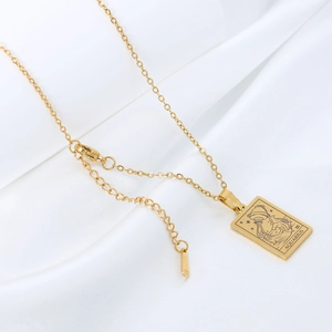 Minimalist stainless steel Aquarius constellation pendant necklace in gold on white silk
