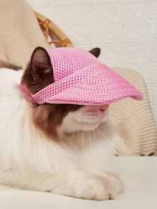 Cappello da sole rosa per animali in rete traspirante con tesa larga e fori per orecchie