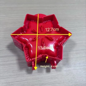 Detailed red snowflake cookie cutter with internal texture for holiday baking, height 4cm