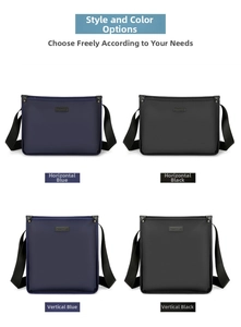 Vertical and horizontal men's business messenger bags in navy blue and black colors