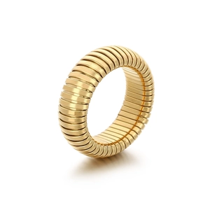 Minimalist gold snake ring in stainless steel with a sleek coiled design for men and women