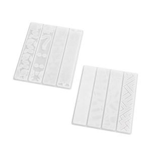 DIY silicone bookmark molds set featuring irregular geometric patterns and floral textures