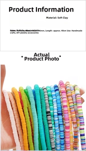 Macro detail of 3-6mm colorful polymer clay heishi beads for DIY jewelry making