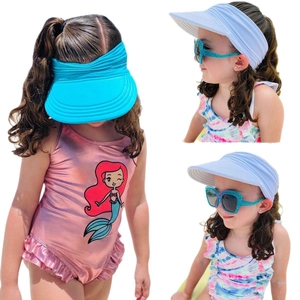 Kids wide brim sun visor hat and swimwear set for outdoor beach activities