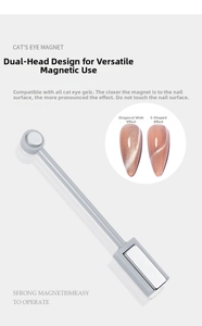 Dual-head cat eye nail magnet tool showing wide diagonal and S-shaped ripple effects