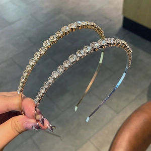 Elegant Rhinestone Headband Slim Alloy Hair Hoop Shiny Crystal Hairband For Women Girls Daily Party Hair Accessories