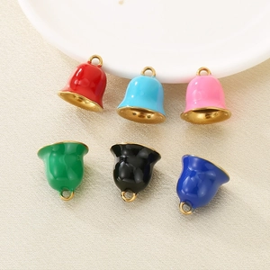 Pendentifs cloches creuses en émail coloré en acier inoxydable pour bijoux DIY