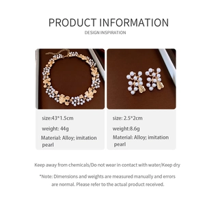 Detailed size and weight specifications for the vintage pearl flower jewelry set