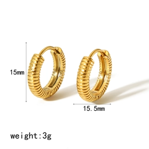 18K gold plated stainless steel croissant hoop earrings measuring 15mm with 3g weight