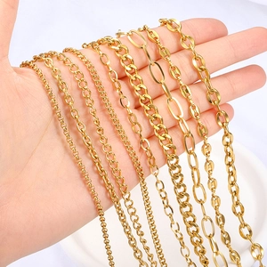 Eight styles of gold-plated stainless steel jewelry chains for DIY necklaces and bracelets