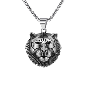 Collier Pendentif Animal Tigre Lion Serpent en Alliage avec Chaîne en Acier Inoxydable Hip Hop Homme Bijoux Punk Gothique Vintage