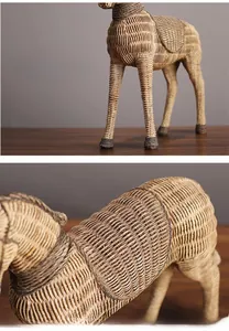Close-up of intricate woven texture and craftsmanship on a vintage resin horse sculpture