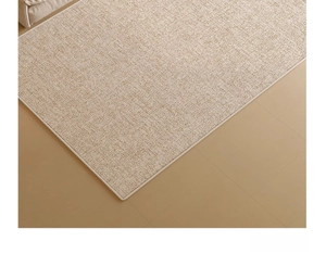 Detail of mica oat woven carpet texture with durable edges and minimalist plain pattern