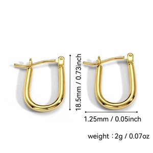 Minimalist gold-plated U-shaped horseshoe earrings measuring 18.5mm with polished finish