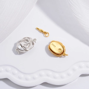 Rose Flower 925 Sterling Silver Jewelry Clasp Connector For DIY Necklace Bracelet Making Insert Buckle Elegant