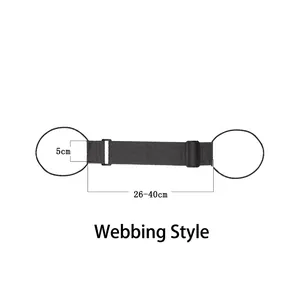Adjustable black luggage strap with 5cm width and 26-40cm length for suitcase securing
