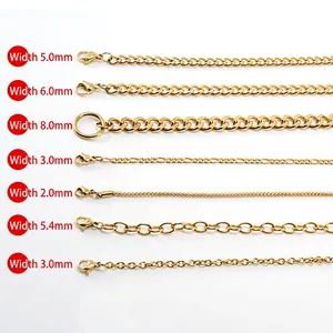 Stainless Steel Chain Necklace Gold Plated Hip Hop Cuban Figaro Paperclip Twist Box Rolo Link Jewelry For Men Women