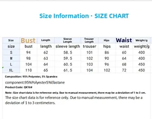 Detailed size chart for heart print pajama set with bust and waist measurements in S-XL