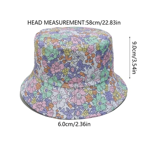 Spécifications détaillées de taille du bob à fleurs avec mesures de calotte et bord