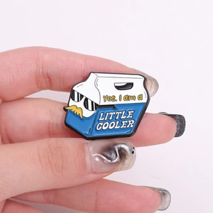 Funny enamel pin shaped like a milk carton with sunglasses and cool quote design