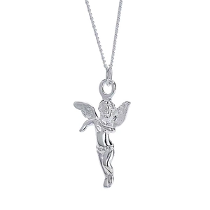 Elegant S925 sterling silver angel pendant necklace with minimalist chain for women