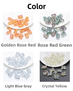 Macro detail of aurora colorful bear-shaped resin pendants for DIY jewelry making
