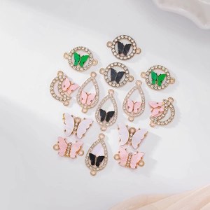 Butterfly Charms Pendants Alloy Acrylic Rhinestone Colorful For DIY Jewelry Making Necklaces Earrings Elegant Accessory