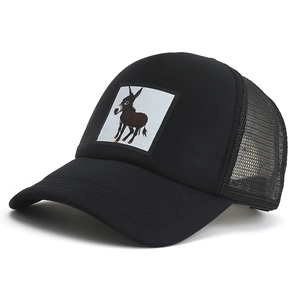 Atmungsaktive schwarze Trucker-Kappe mit süßem Esel-Patch für sommerlichen Sonnenschutz