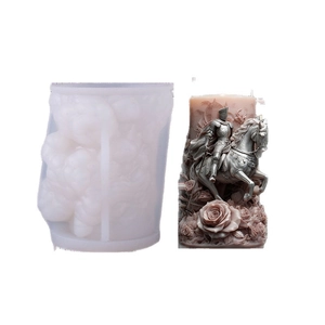 Moule en silicone et bougie chevalier à cheval avec relief de rose détaillé