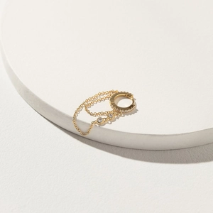 18K gold plated chain earrings with huggie design and sparkling zircon accents