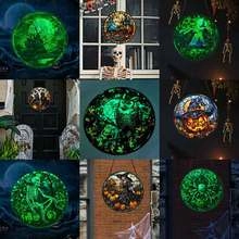 Luminous Halloween acrylic mirror stickers featuring pumpkins, witches, and black cats