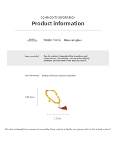 Détails du collier de perles de 140 cm avec glands rouges et ornements verts