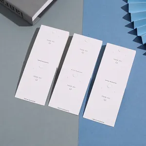 Minimalist white cardboard necklace and earring display cards with Thank You greeting
