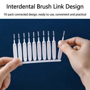 Mini shower head cleaning brush set for narrow gaps with 10 pieces rows design