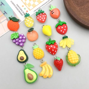 Colorful resin fruit and vegetable charms for DIY jewelry making and keychains