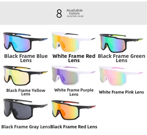 Vue en matrice de lunettes de soleil de cyclisme en huit coloris avec verres à effet miroir