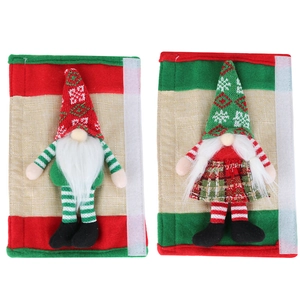 Christmas gnome refrigerator handle covers set featuring male and female gnome designs