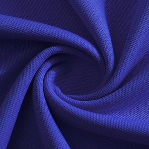 Macro shot of dark blue breathable mesh fabric texture and high-quality knit material