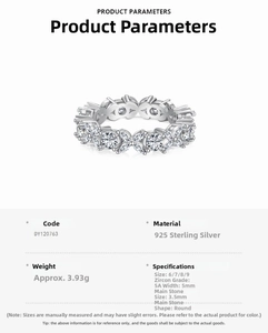 Detail specifications of S925 sterling silver ring with 3.5mm 5A grade round zircon