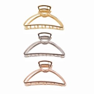 Minimalist semicircular metal hair claw clips in gold, silver and rose gold finishes
