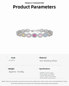 Detail specifications of S925 sterling silver bracelet with multi-color cubic zirconia