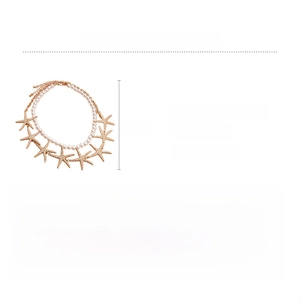 Detail view of 56cm starfish pearl necklace set showing dimensions and gold textures