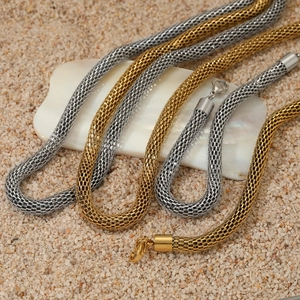 Minimalist Stainless Steel Round Mesh Chain Necklace And Bracelet For Women Gold Silver Plated Fashion Jewelry Accessories