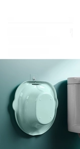 Bain de siège vert menthe pour toilettes avec trou de suspension pour rangement mural