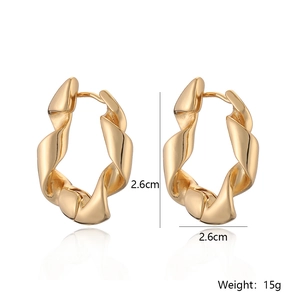 Pendientes de aro retorcidos geométricos bañados en oro para mujer de 2,6cm por 2,6cm