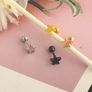 Star-shaped stainless steel tragus earrings in gold, silver, rose gold and black colors