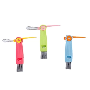 3-in-1 multi-functional bottle gap cleaning brush set for insulated cup lids and nipples