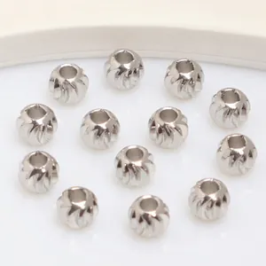 Polished silver 14k gold-plated fluted melon spacer beads for DIY jewelry making