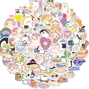 Detailed view of assorted cute cartoon waterproof stickers for DIY decoration projects