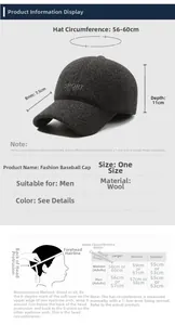 Size chart showing baseball cap brim, depth and circumference measurements for men and women
